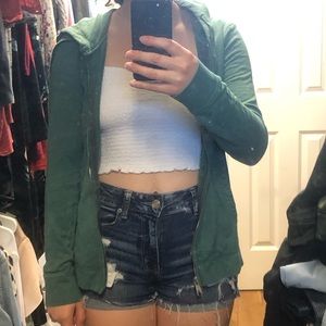 American Giant turquoise zip up hoodie